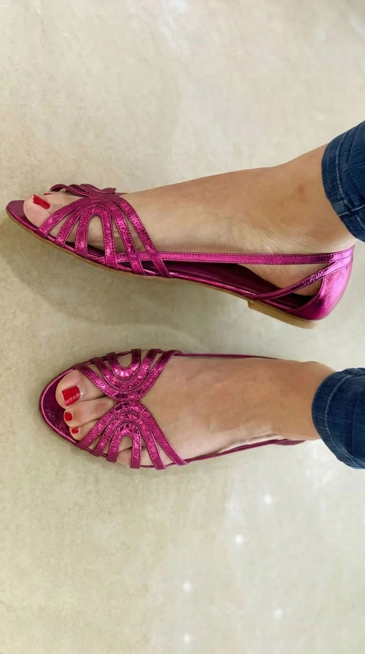Nicola | Open Toe Sandals with Metallic Shine