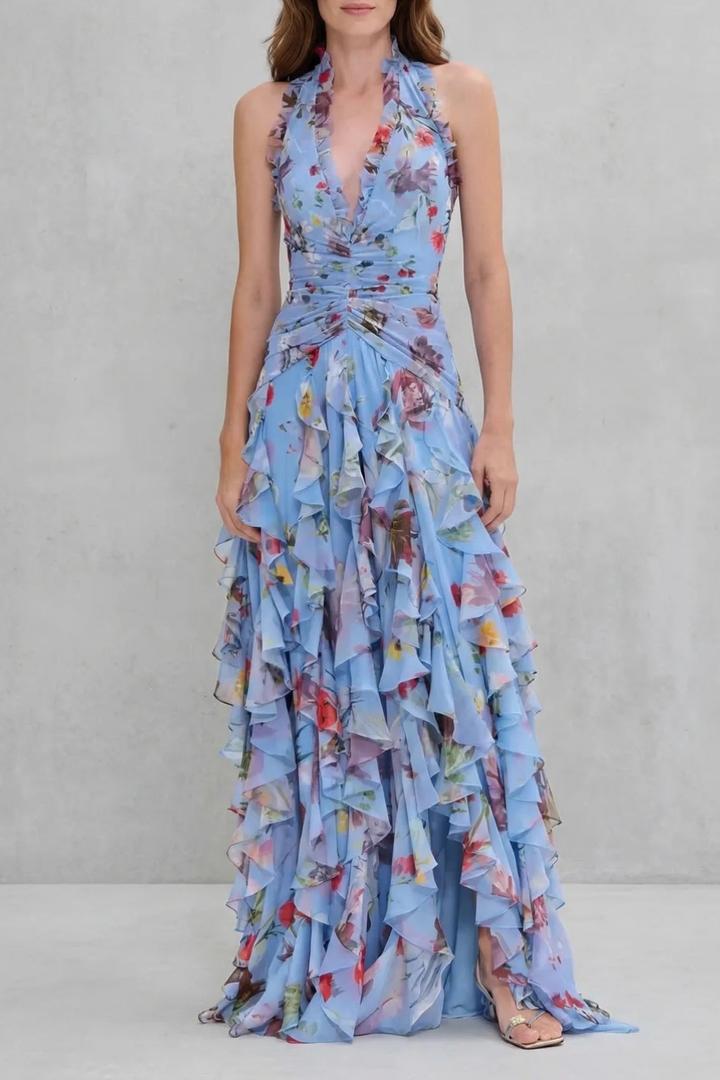 Trudy | Elegant Long Dress with Halter Neck