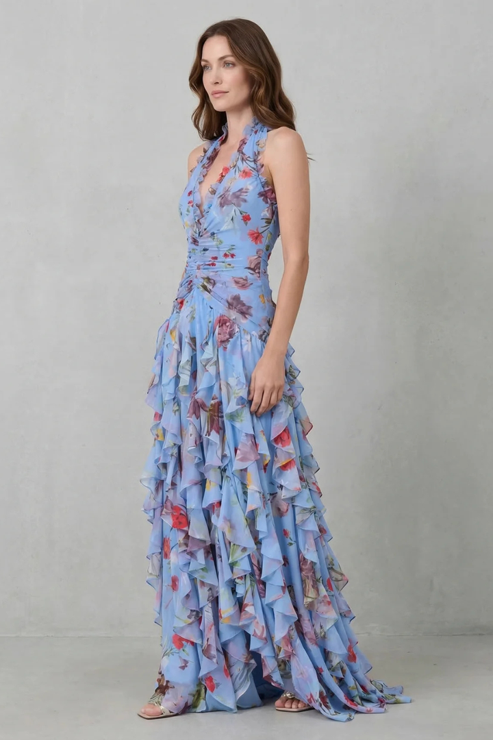 Trudy | Elegant Long Dress with Halter Neck