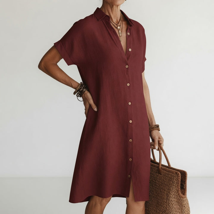 Évanélie | Premium Breathable Midi Shirt Dress with Parisian Flair