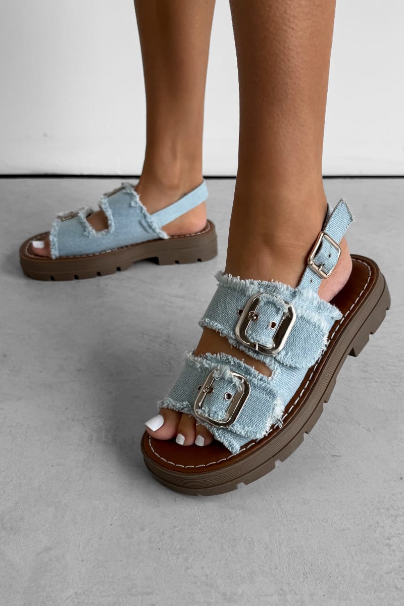 KATE - Chunky Buckle Sandals Denim