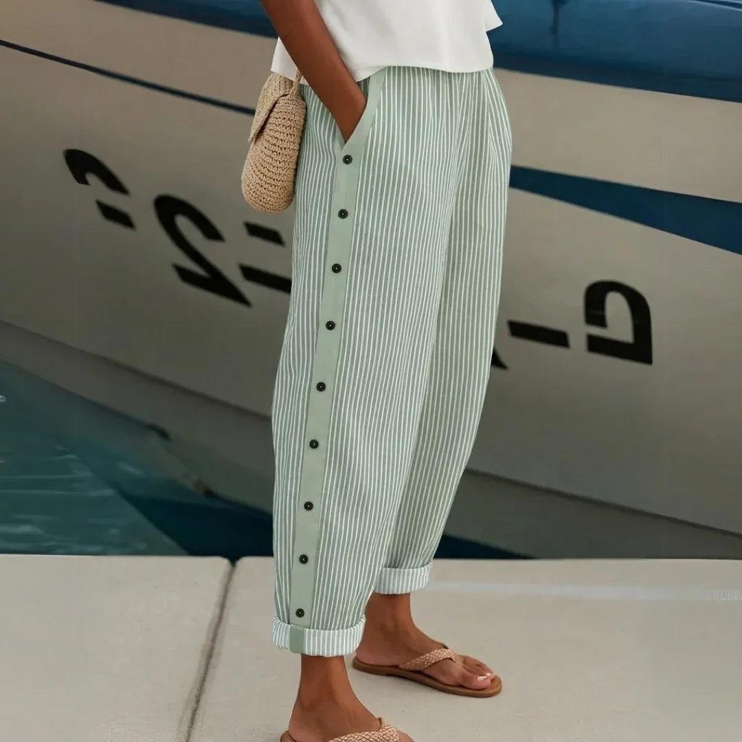 LORA - Stylish Striped Button Pants
