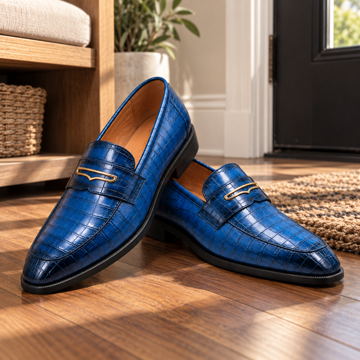 Alton Croc Leather Loafers