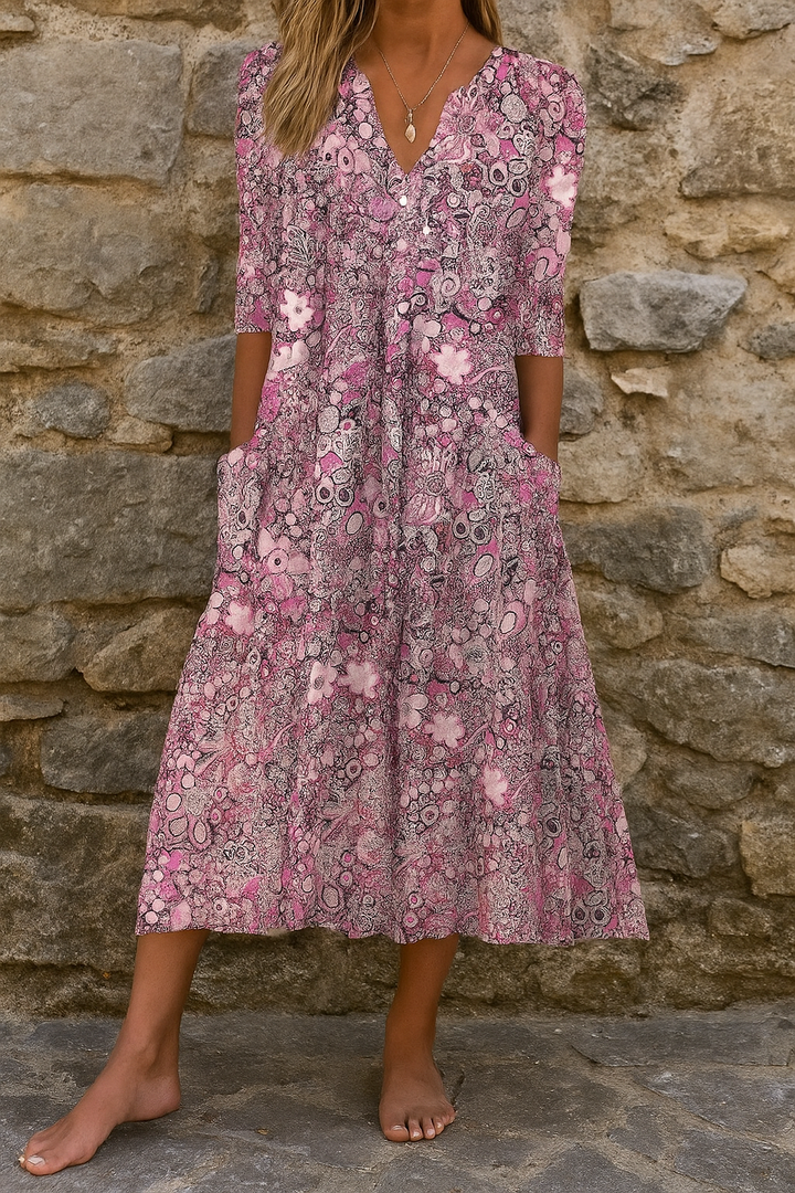 Elise | Midi Dress with V-Neck