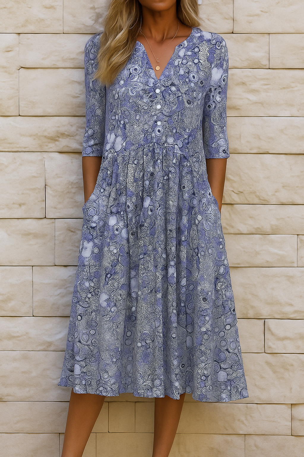 Elise | Midi Dress with V-Neck