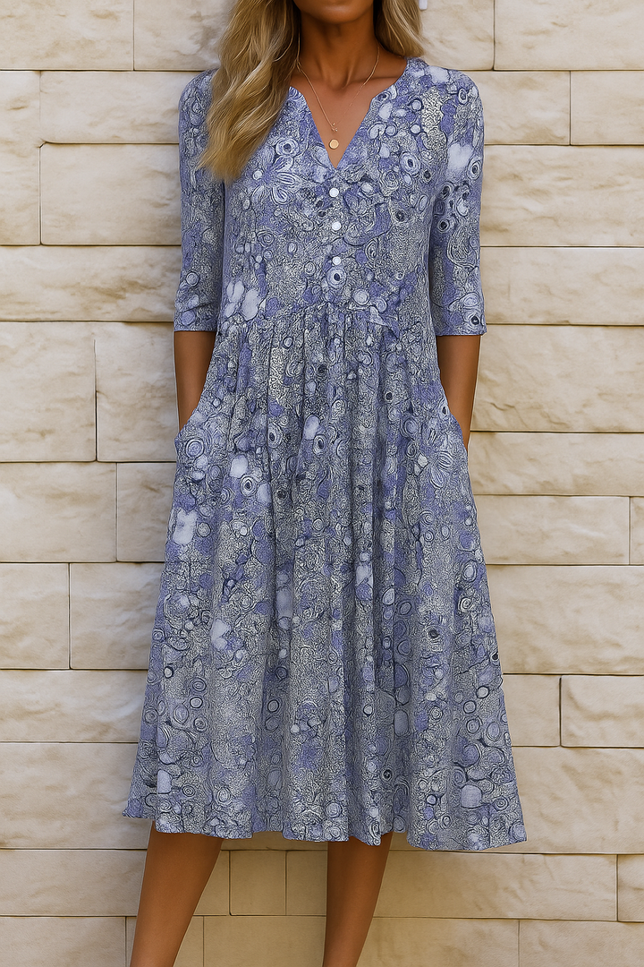 Elise | Midi Dress with V-Neck
