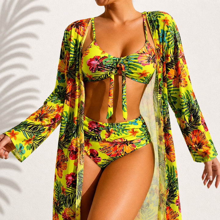 Aileen | Elegant Tropical Marie 3-Piece Bikini