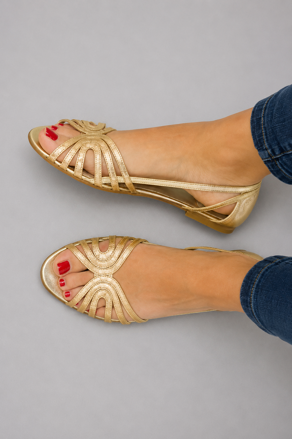 Nicola | Open Toe Sandals with Metallic Shine