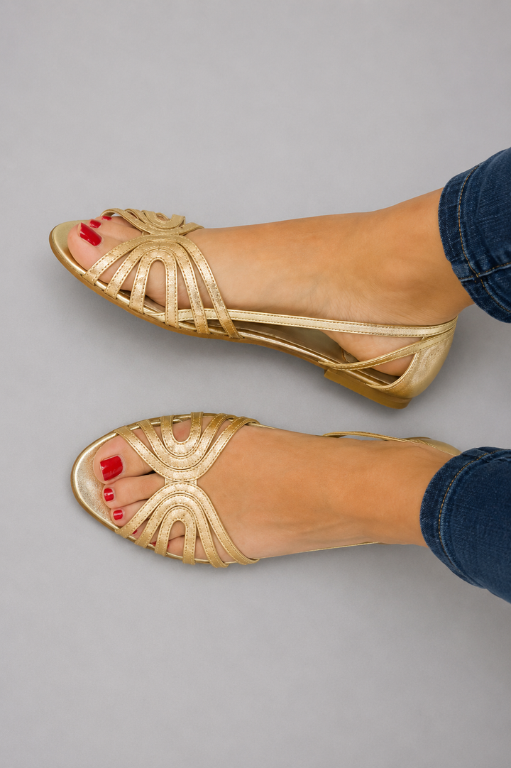 Nicola | Open Toe Sandals with Metallic Shine