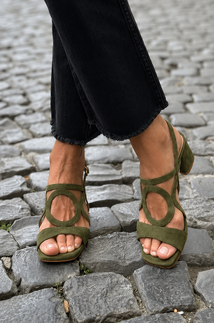 Hannah | Square Toe Heels with Round Cut for Summer