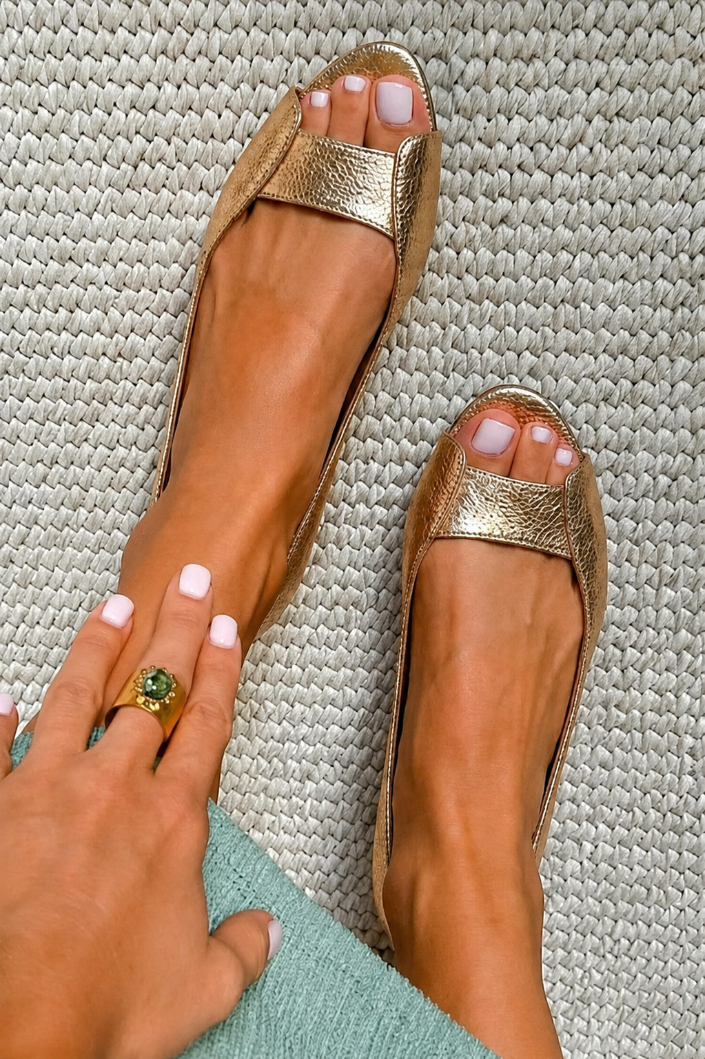 Sandra | Textured Metallic Ballerinas for Summer