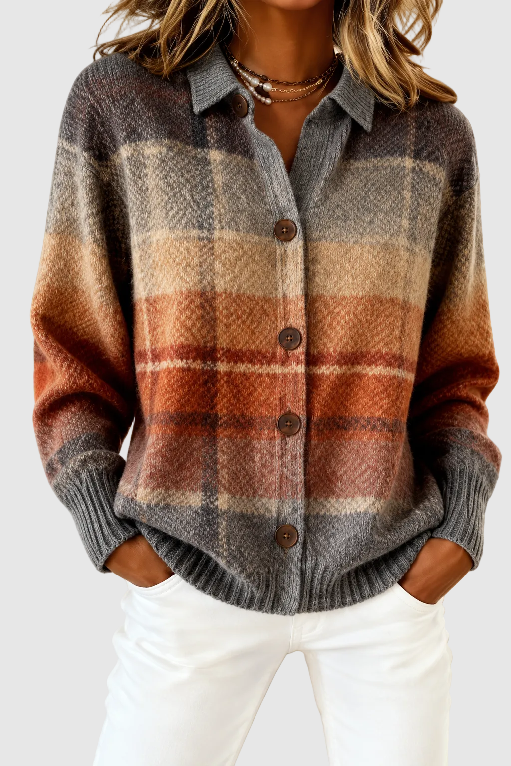 Lumi | Plaid Knit Cardigan