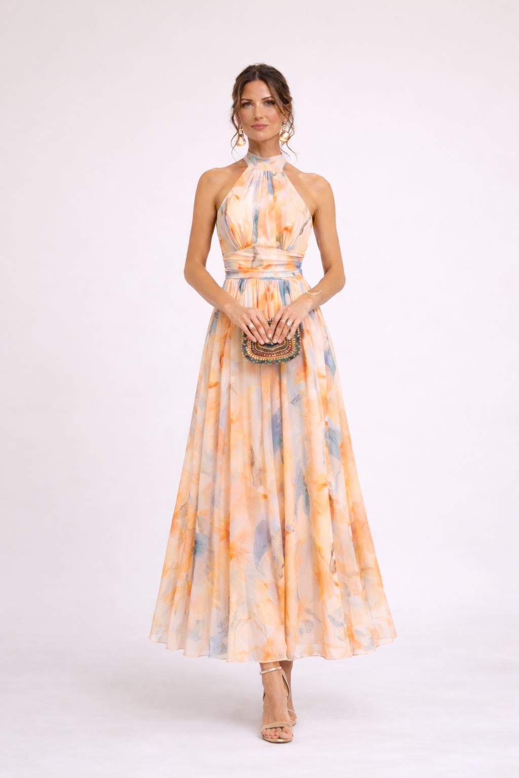 CAMILLE - Watercolour Halter Dress