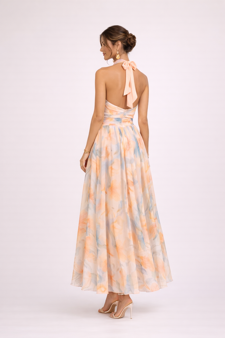 CAMILLE - Watercolour Halter Dress