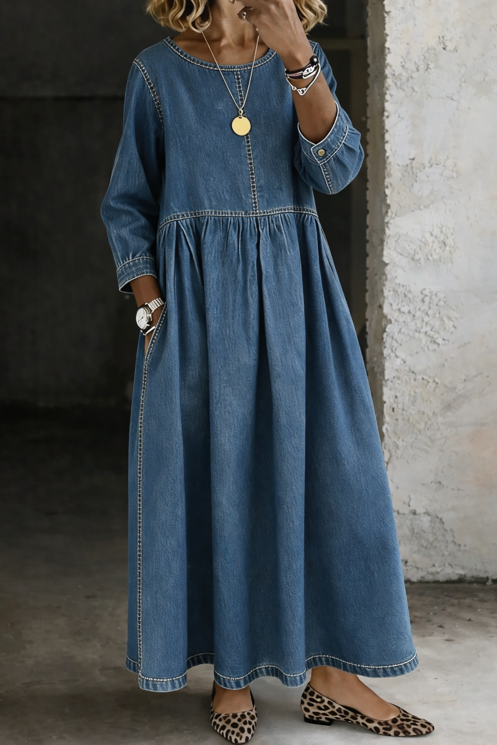 Zephyrelle Denim Maxi Dress