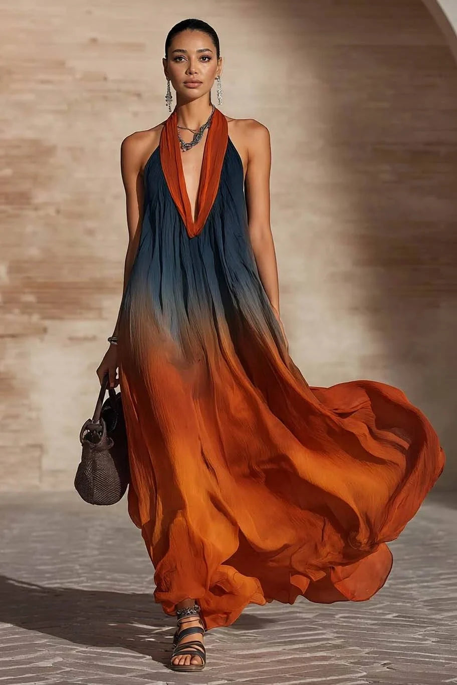 Paula | Halter Ombre Maxi Dress