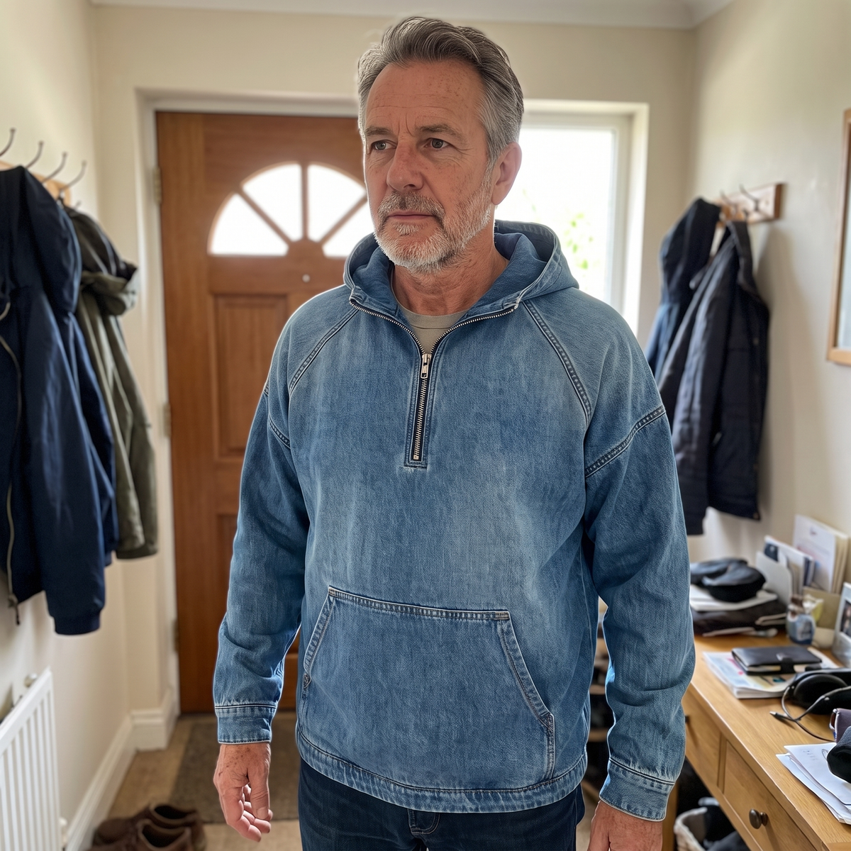 Rivington Half-Zip Denim Jacket