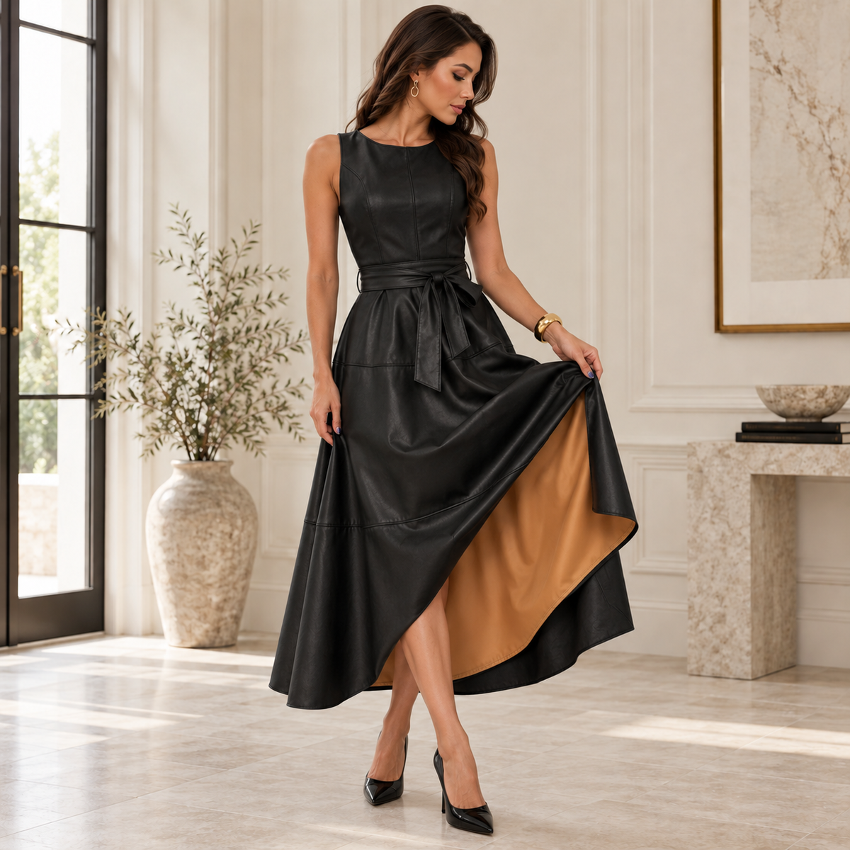 Delphine Belted Midi Dress