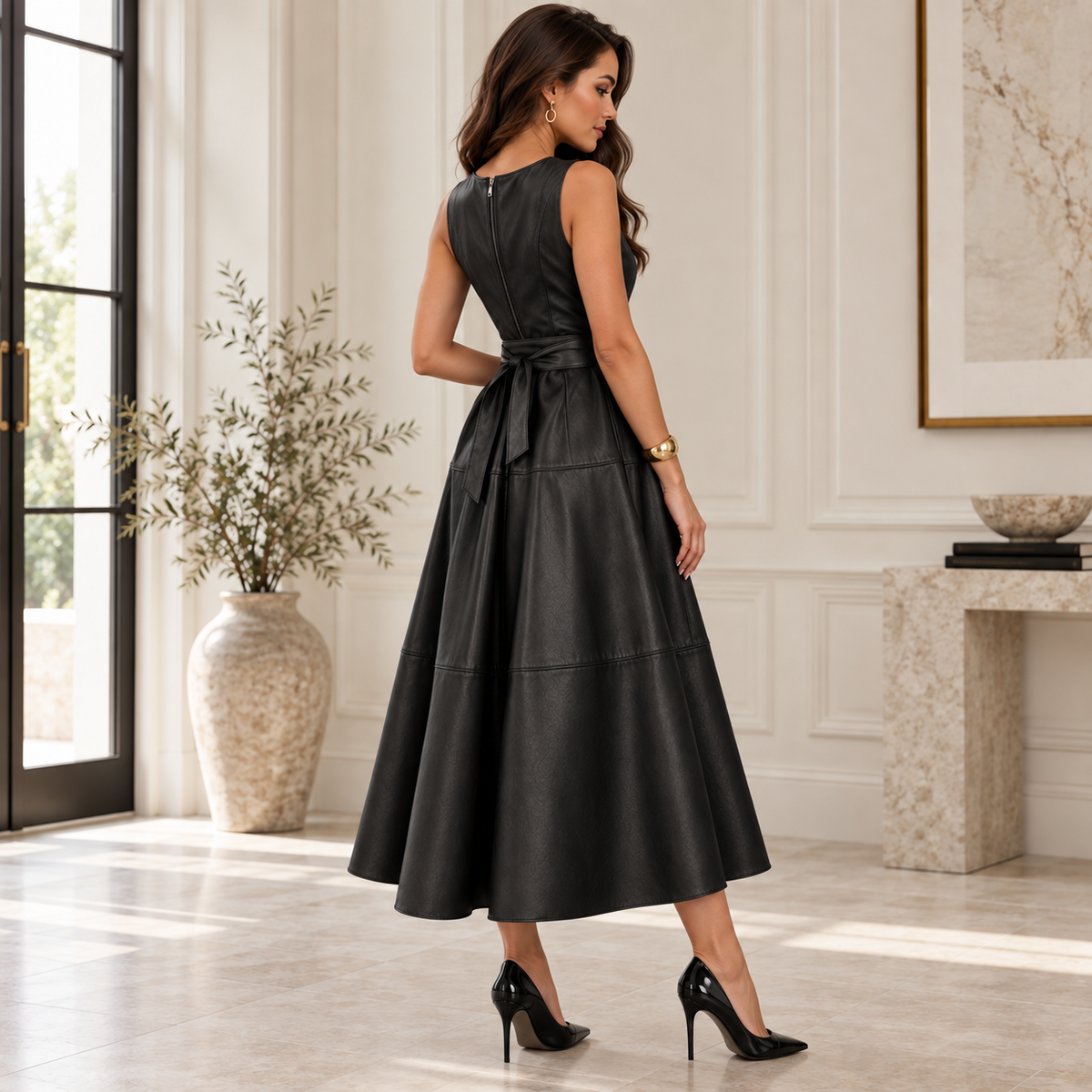 Delphine Belted Midi Dress