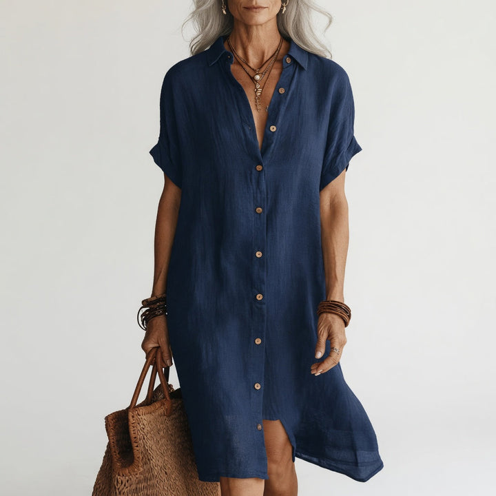 Évanélie | Premium Breathable Midi Shirt Dress with Parisian Flair