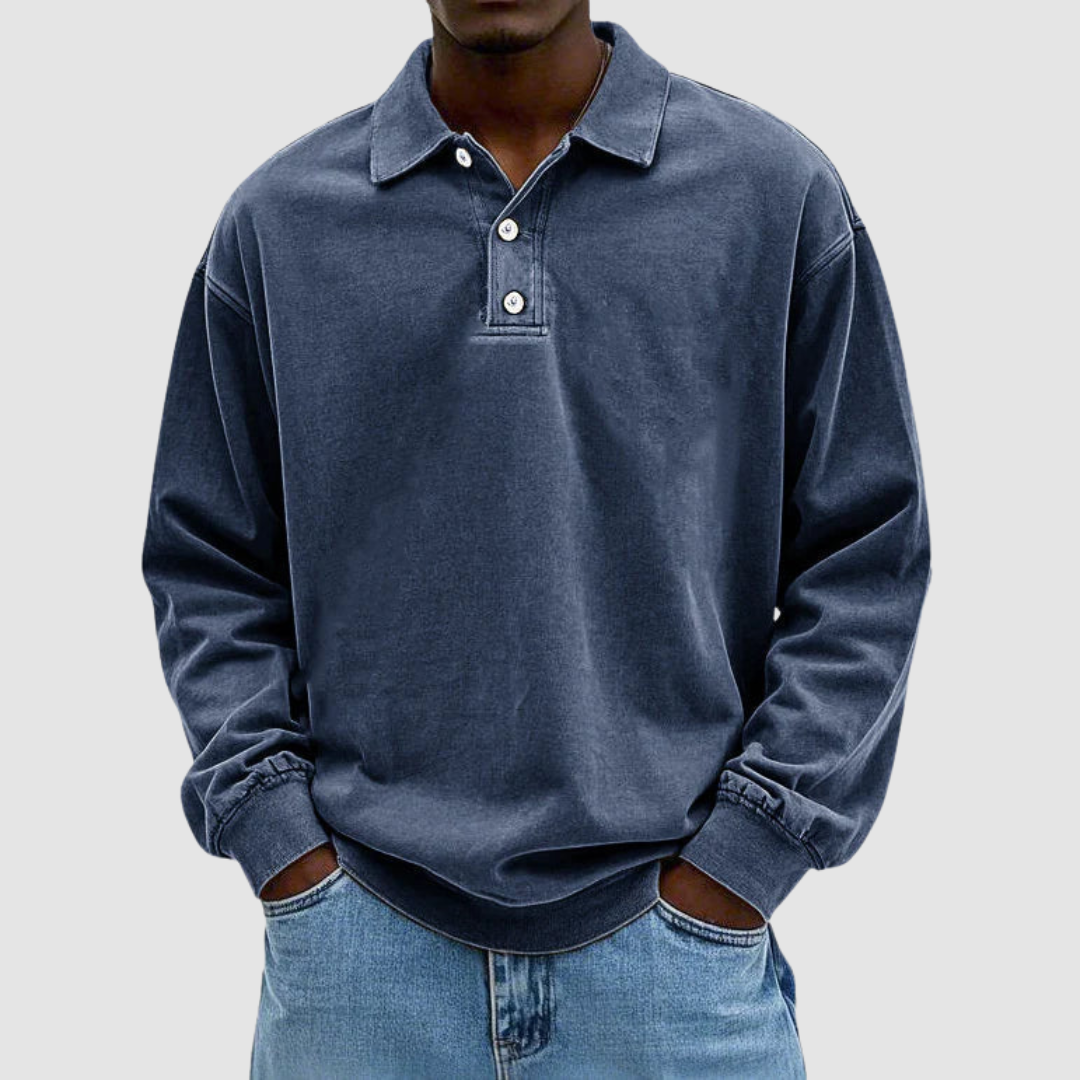 Maxime™ Vintage Long Sleeve Polo Shirt