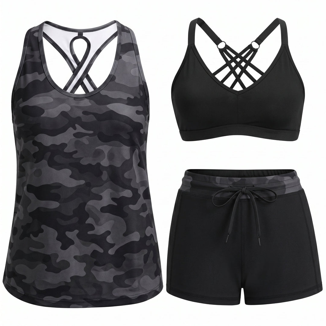 Laura | Sporty Three-Piece Tankini Set with Pockets