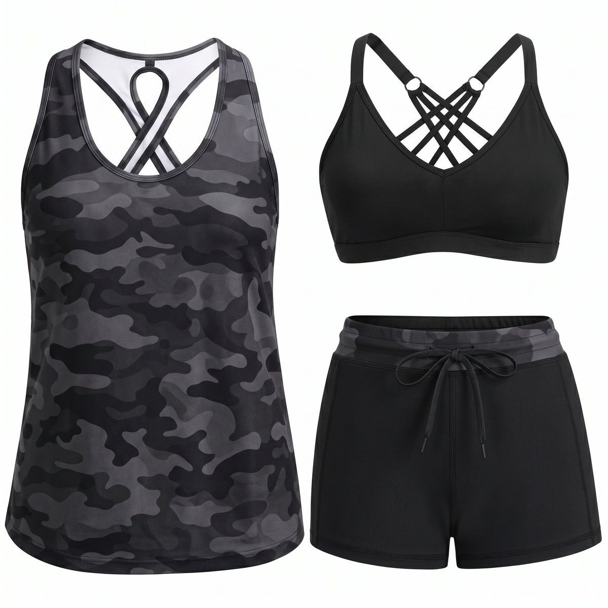 Laura | Sporty Three-Piece Tankini Set with Pockets