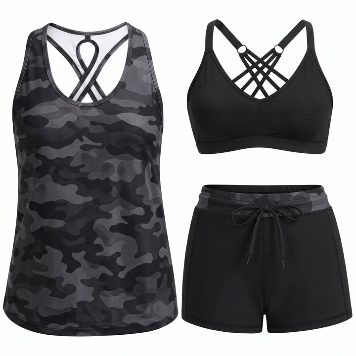 Laura | Sporty Three-Piece Tankini Set with Pockets