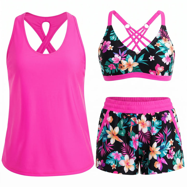 Laura | Sporty Three-Piece Tankini Set with Pockets