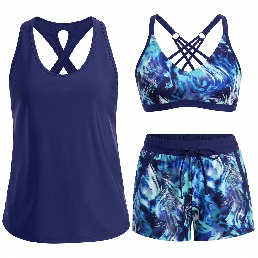 Laura | Sporty Three-Piece Tankini Set with Pockets