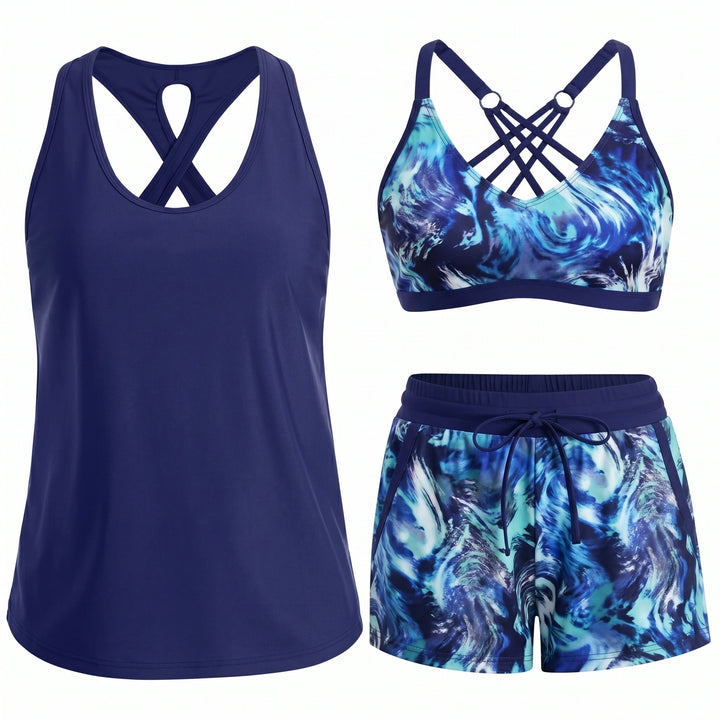 Laura | Sporty Three-Piece Tankini Set with Pockets