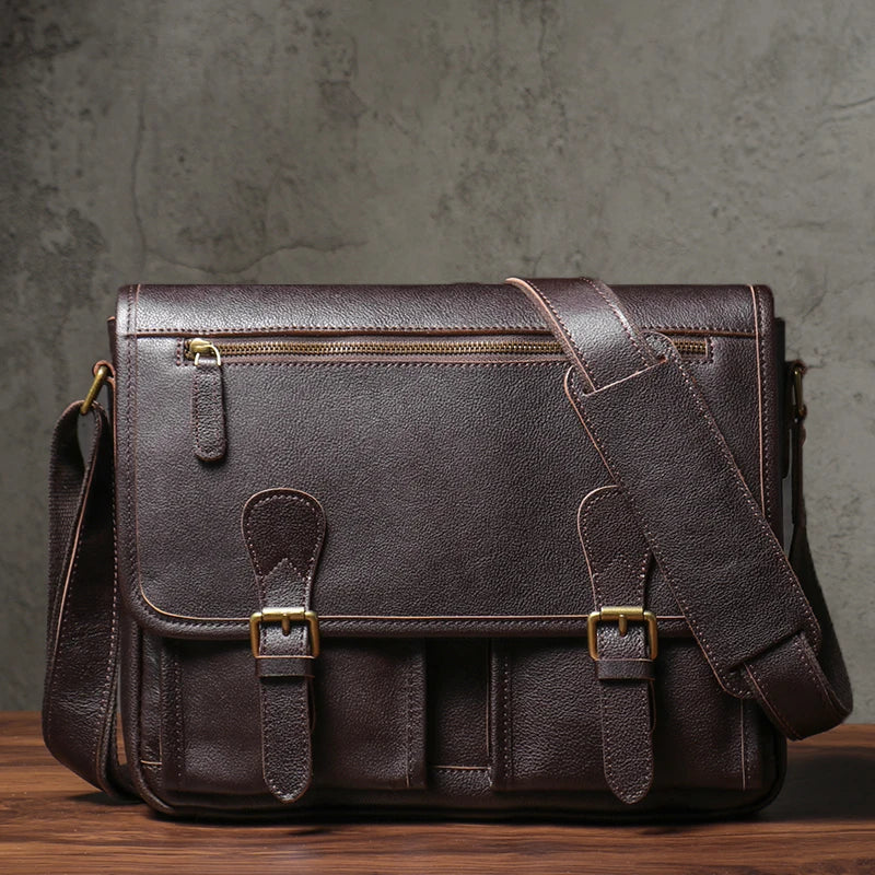 Cowhide Leather Crossbody Briefcase
