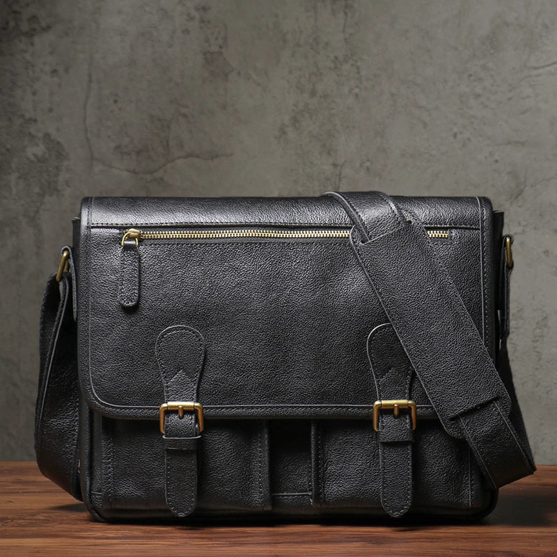 Cowhide Leather Crossbody Briefcase
