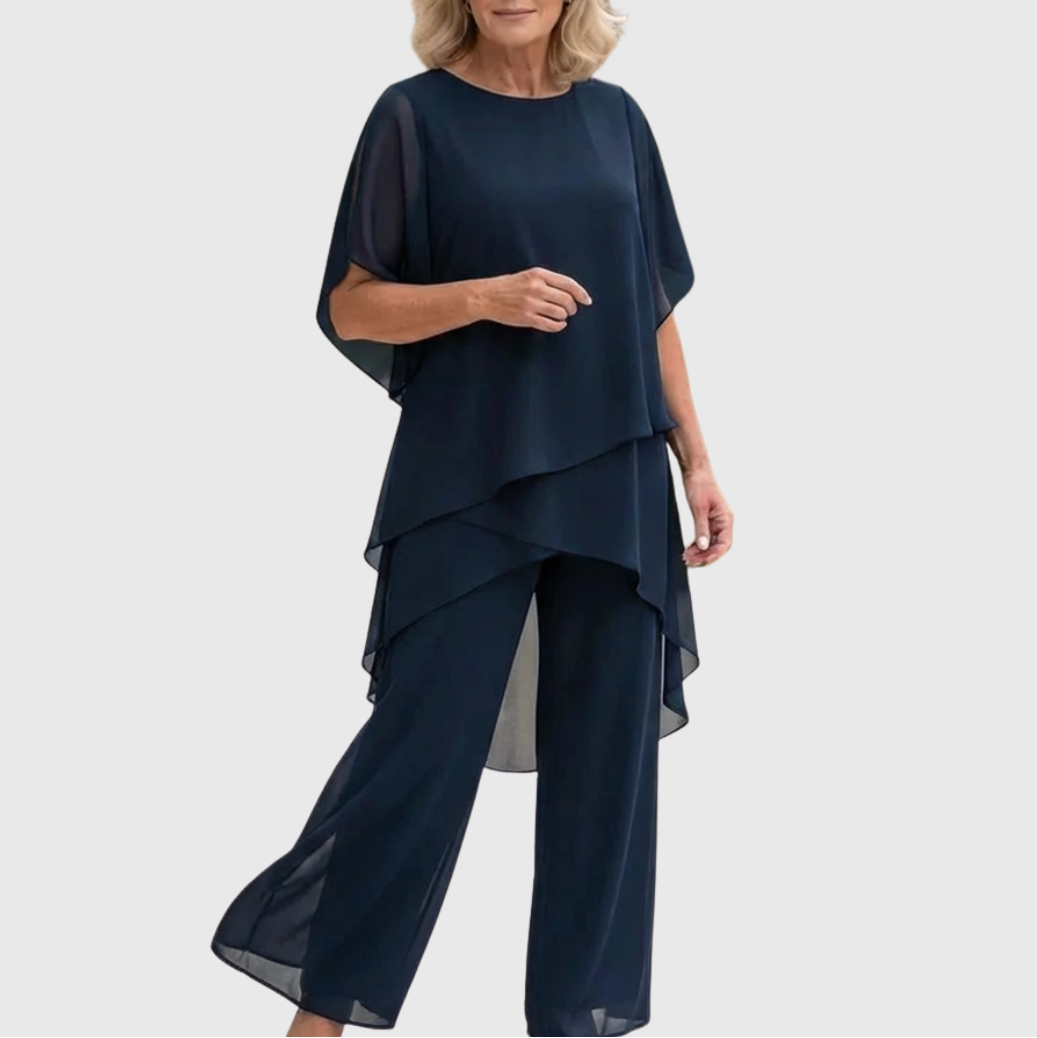 Shauna - Suit with draped palazzo pants