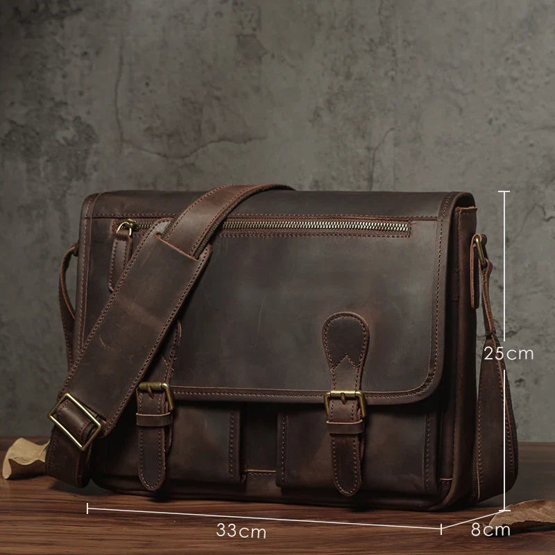 Cowhide Leather Crossbody Briefcase