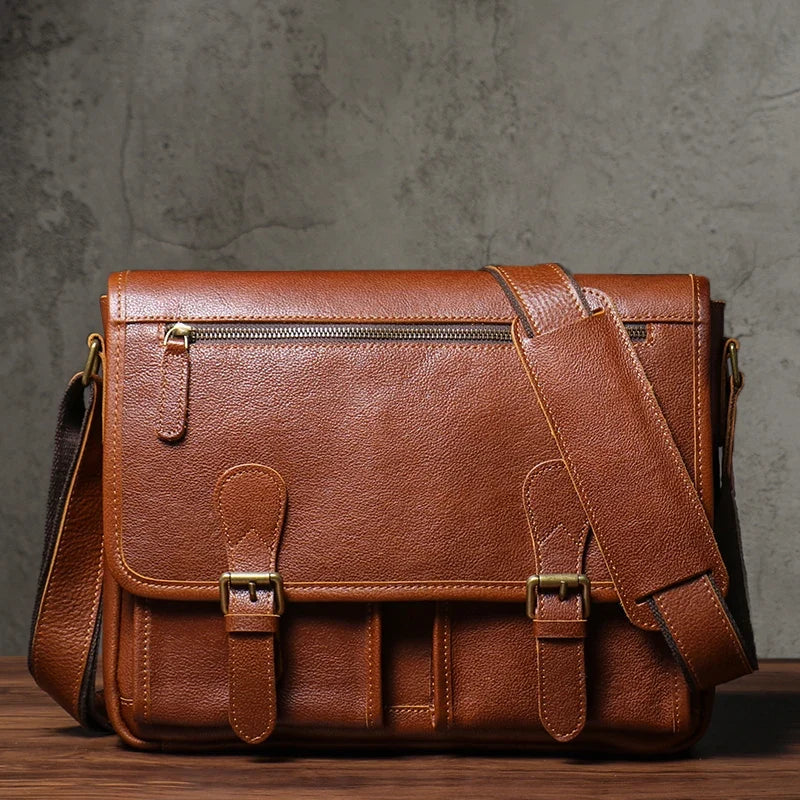 Cowhide Leather Crossbody Briefcase