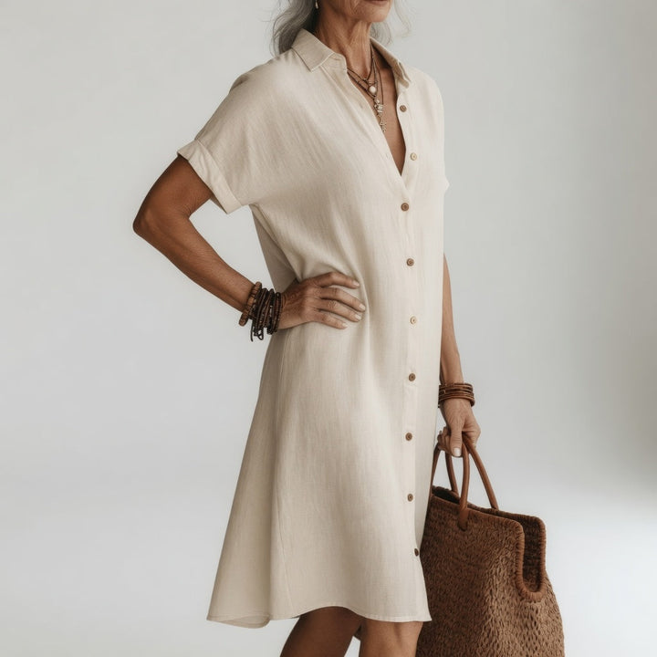 Évanélie | Premium Breathable Midi Shirt Dress with Parisian Flair