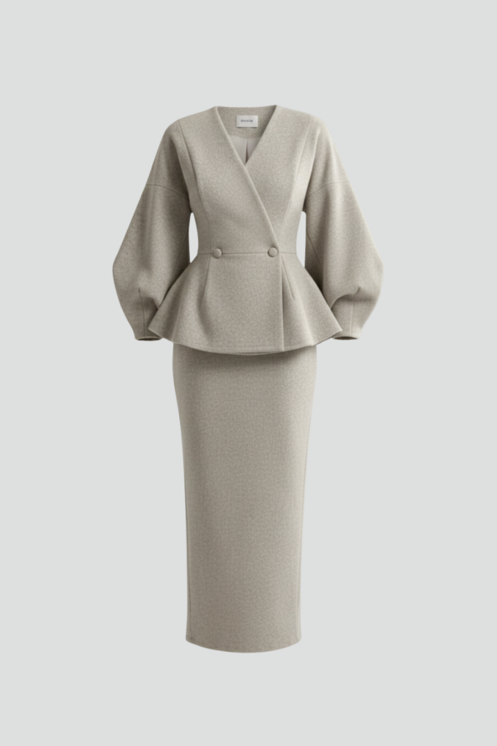 Taylor | V-Neck Blazer & Skirt Set