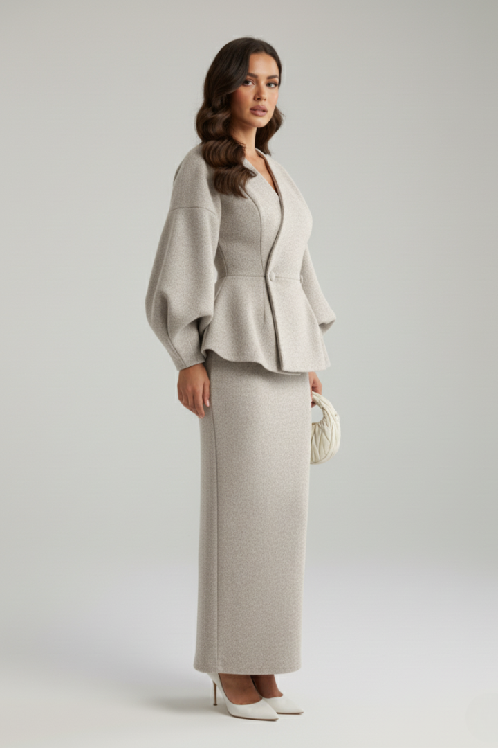 Taylor | V-Neck Blazer & Skirt Set