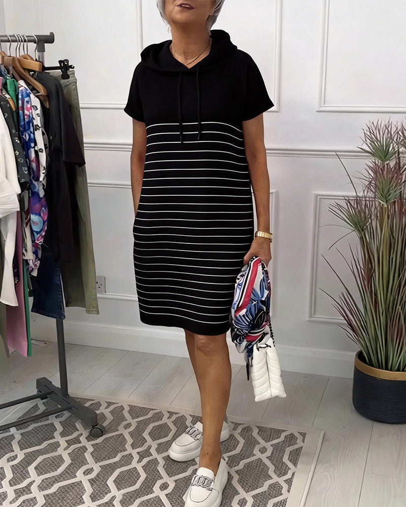 Gavellea - Women's Striped Hoodie Dress for Casual Everyday Comfort