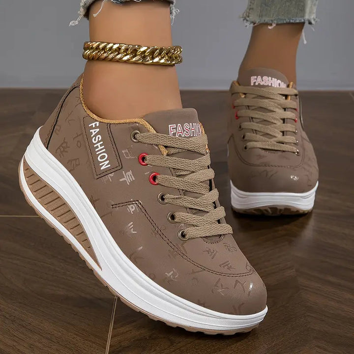 Brelina - Women's Platform Sneakers with Laces in Synthetic Leather for Daily Comfort