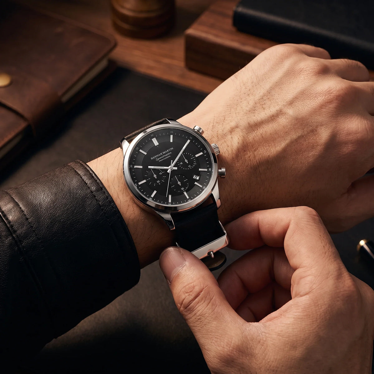 Leather Chronograph Watch