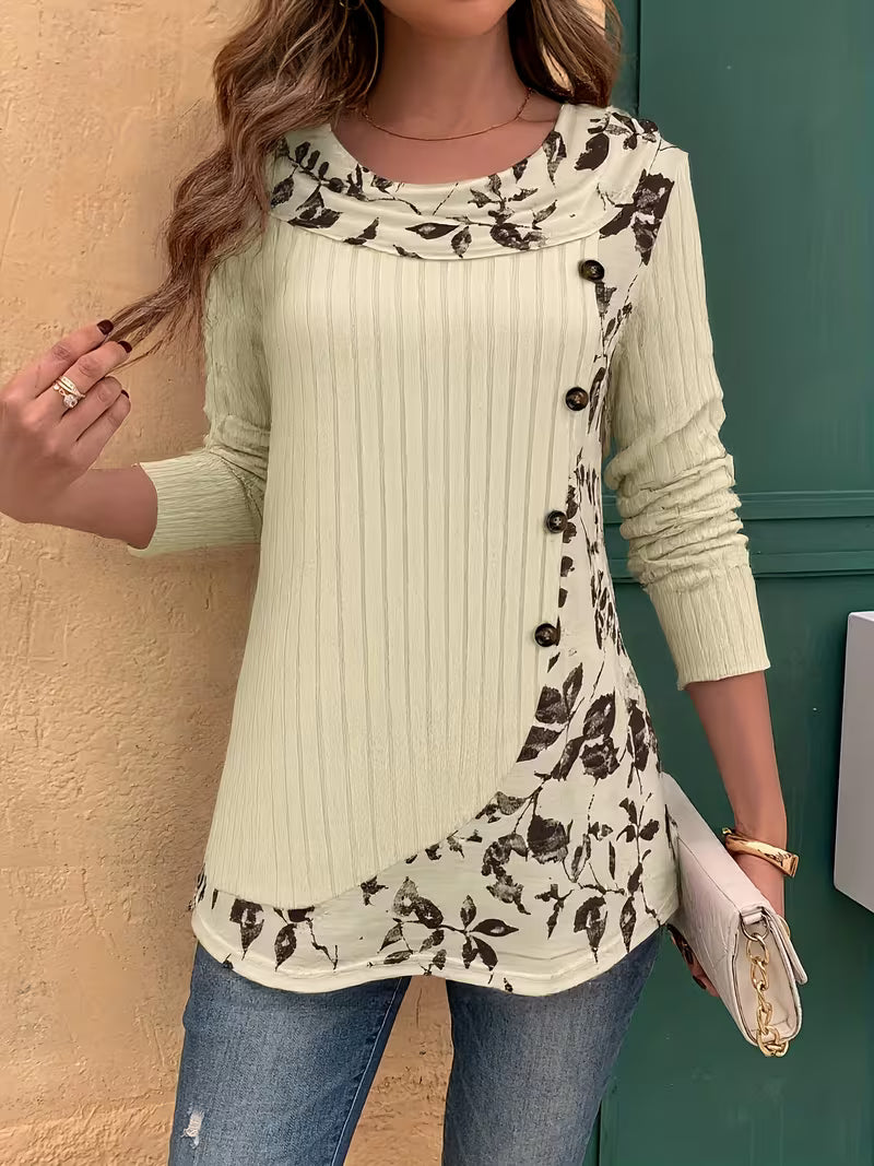 Lucynda Ribbed Button Top
