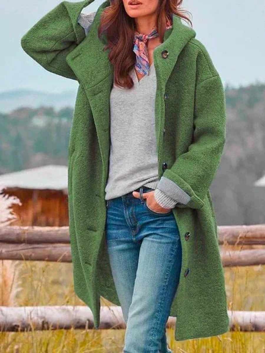 Coralie | Hooded Button-Front Coat