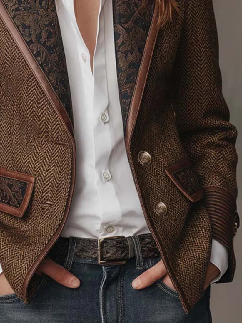 Vivien | Herringbone Panel Blazer