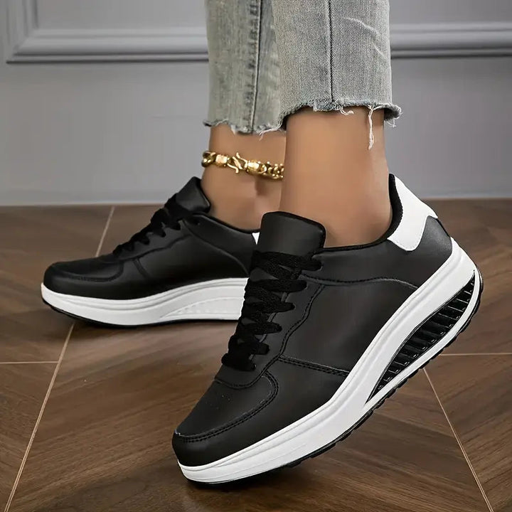 Brelina - Women's Platform Sneakers with Laces in Synthetic Leather for Daily Comfort
