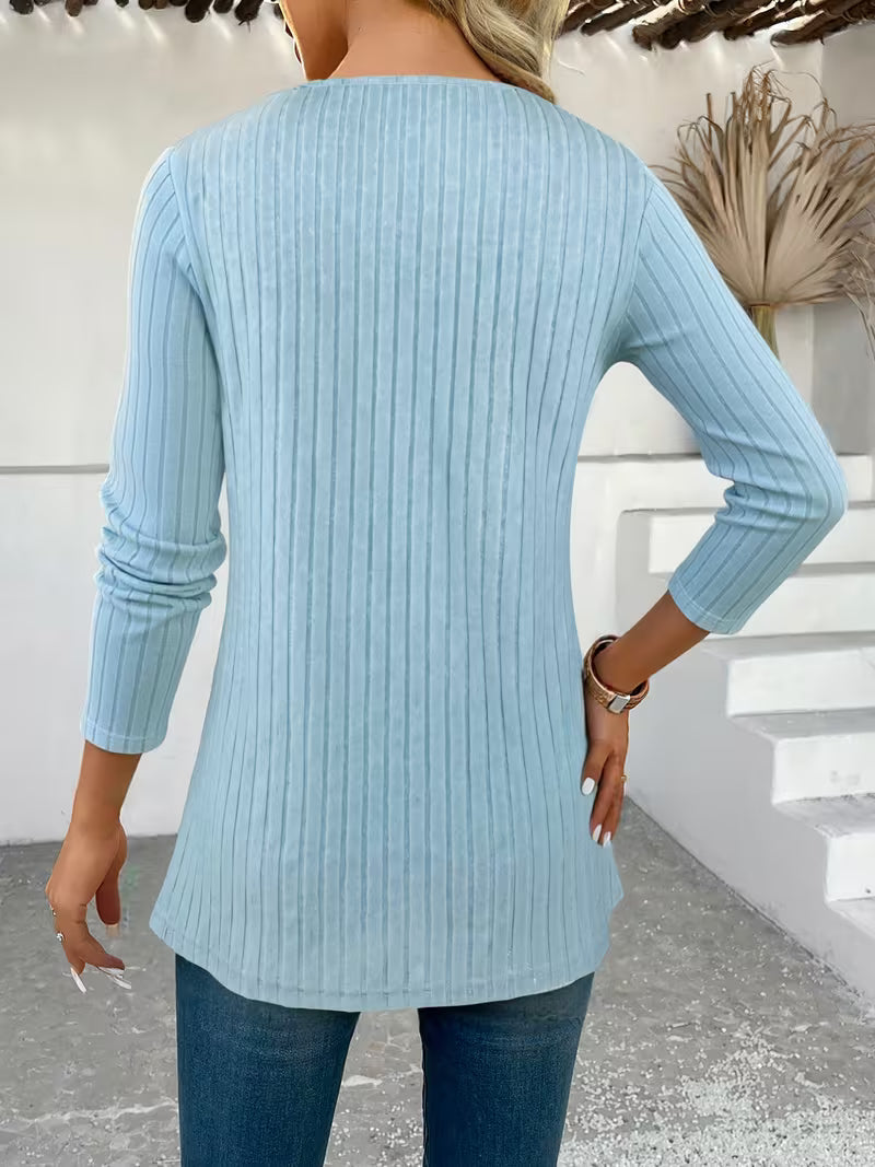 Lucynda Ribbed Button Top