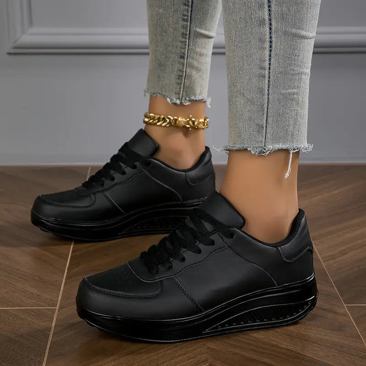Brelina - Women's Platform Sneakers with Laces in Synthetic Leather for Daily Comfort