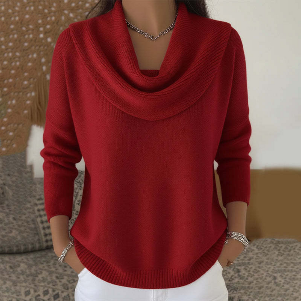 Celeste | Draped Cowl-Neck Sweater