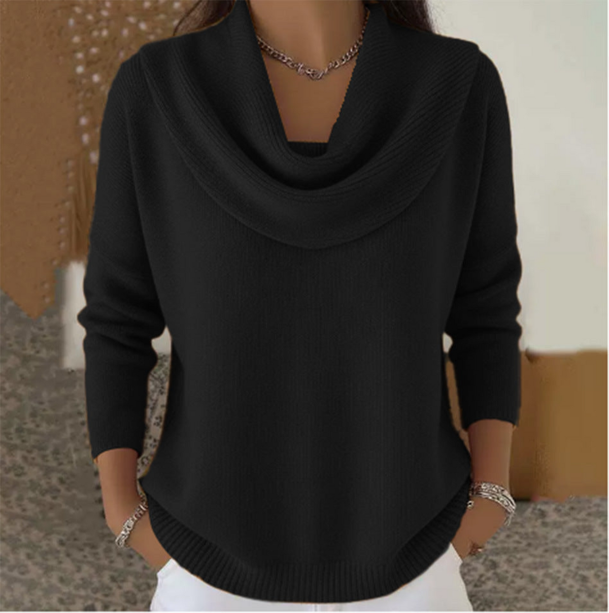 Celeste | Draped Cowl-Neck Sweater